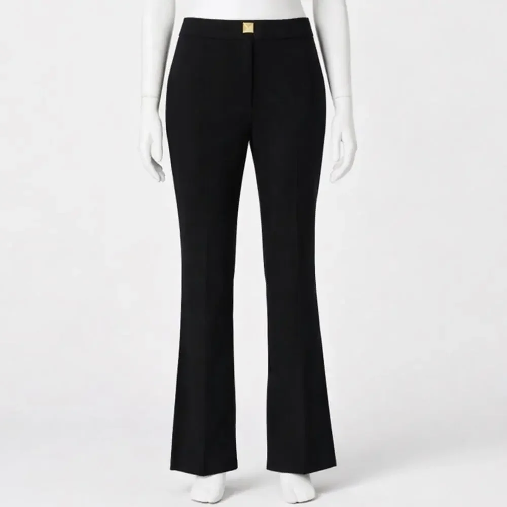 KATE SPADE New York Black Tailored Pants Gold Pyramid Button Back Pockets Size 0